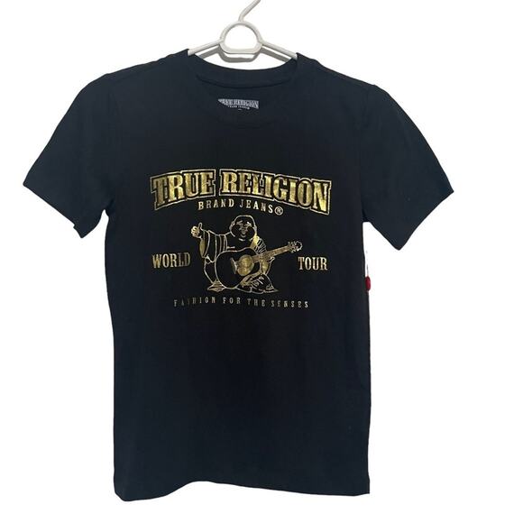 True‎ Religion Black World Tour Short Sleeve T Shirt NWT Medium - Picture 1 of 8